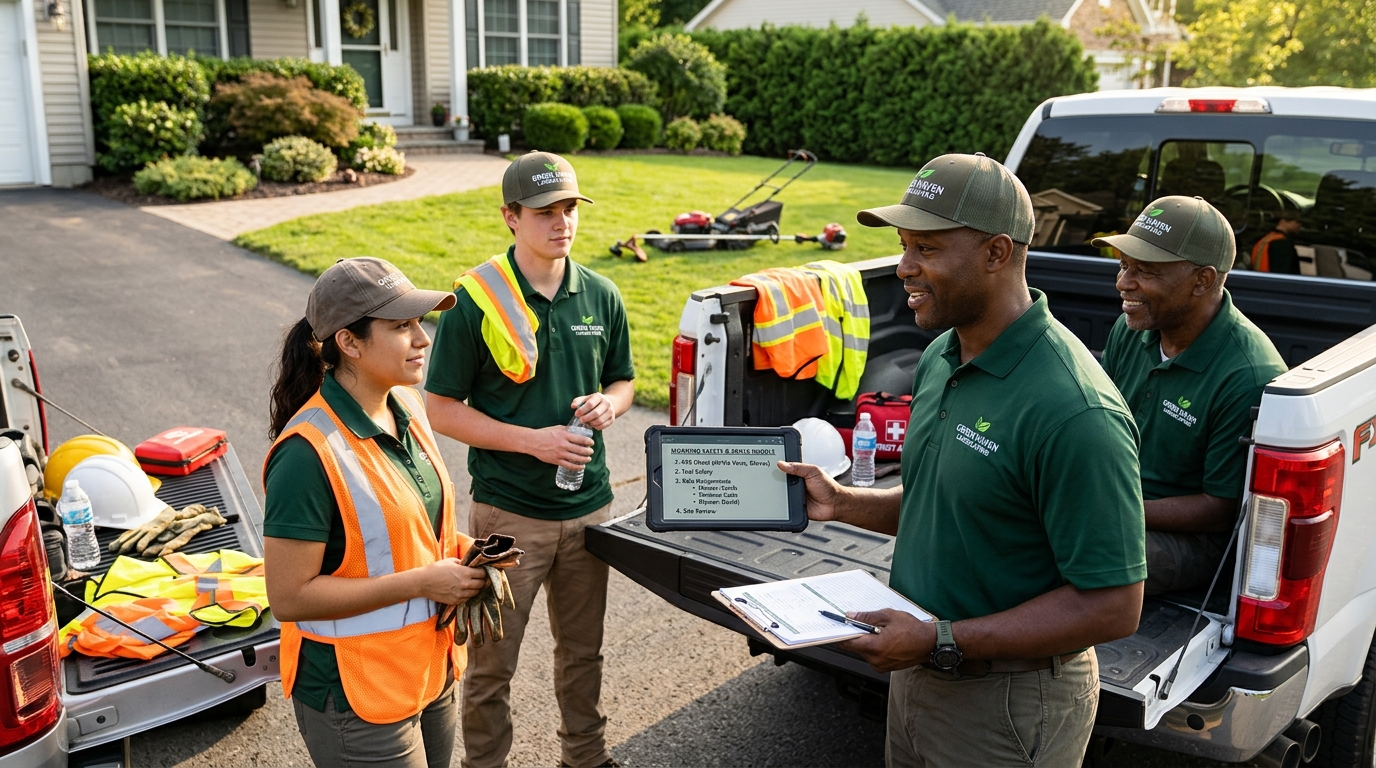 landscaping crew morning huddle training talent strategy