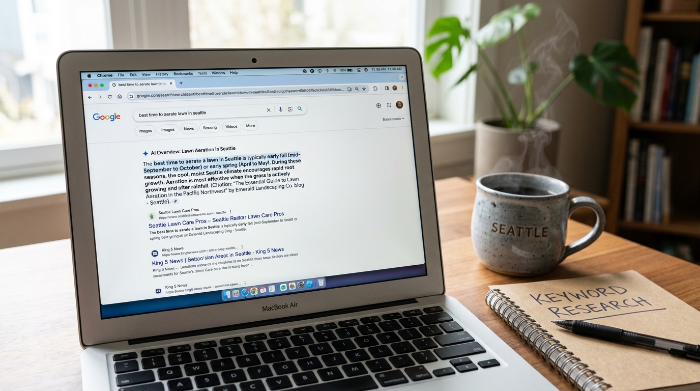 long tail keyword google ai overview landscaping serp